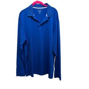 Coolibar Men’s Royal Blue Long Sleeve UPF 50+ Protection Polo Shirt Size Large
